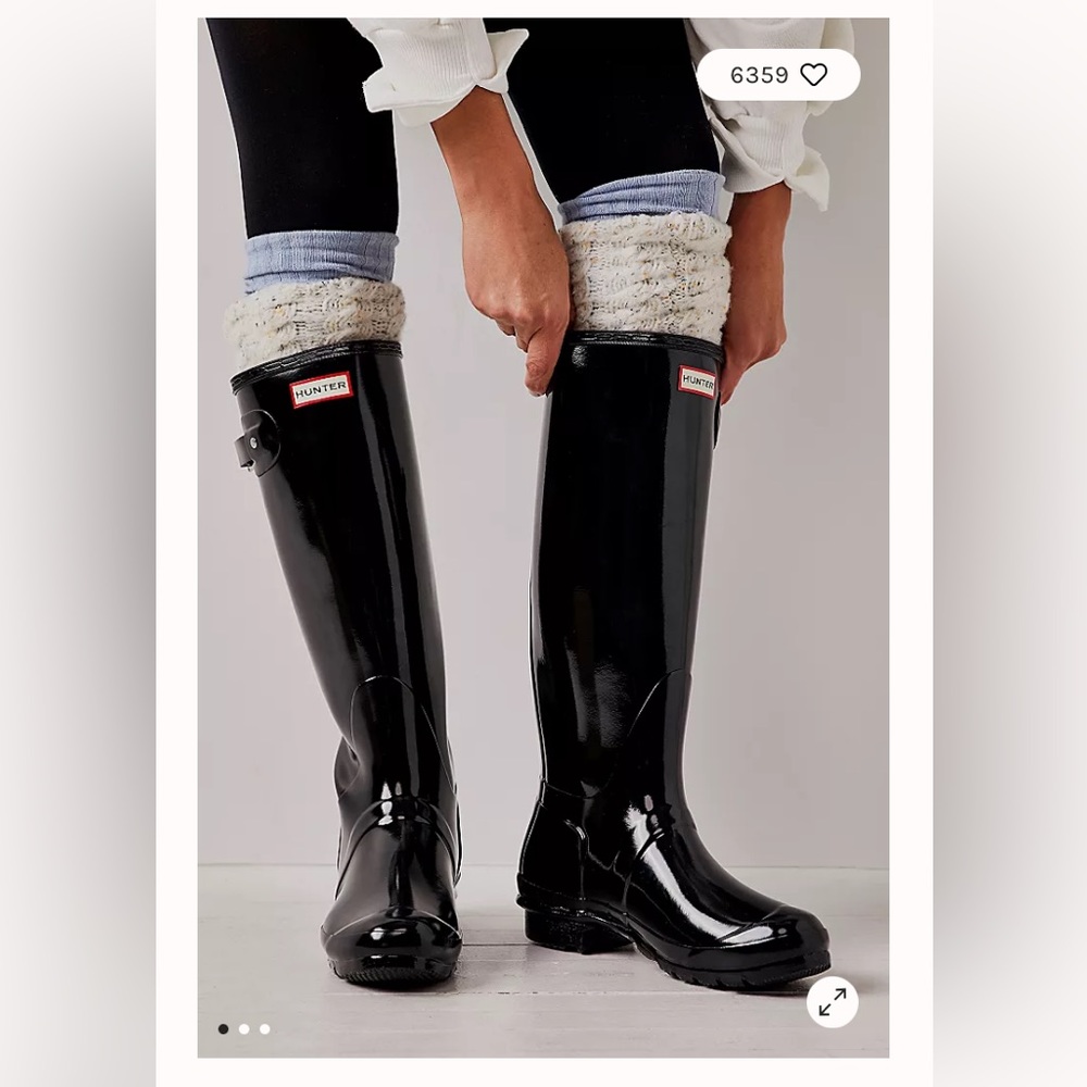 Hunter Tall Black Glossy Buckle Strap Wellies - Women’s Size 8